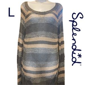 Splendid crochet sweater size L pink grey